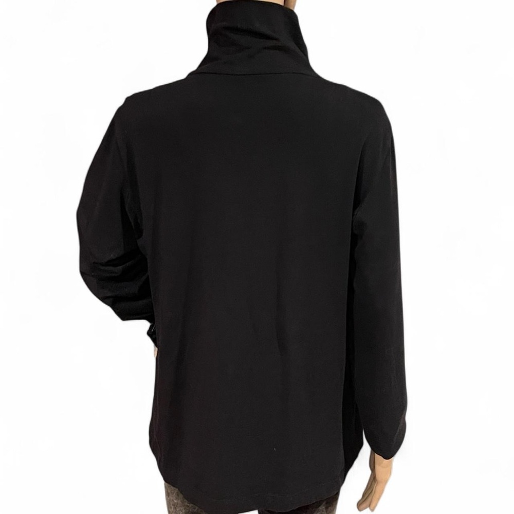 Eileen Fisher Organic Cotton Jersey Knit Black Zip-up Jacket Size L Lightweight - Picture 4 of 6